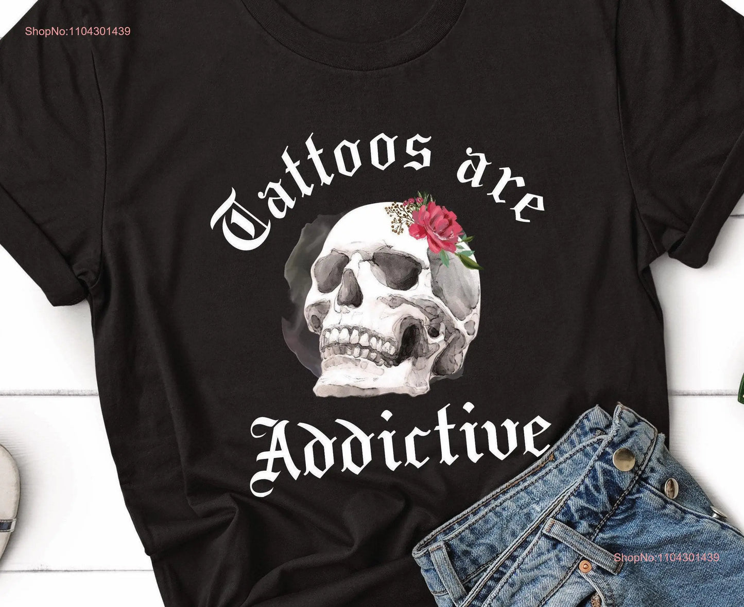 Skull and Rose Tattoo Long Sleeve T-shirt